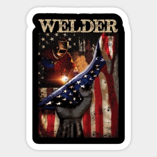 Welder American Flag Patriotic Sticker